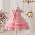 Children's Off-the-Shoulder Party Dress with Bow