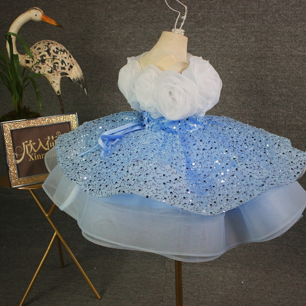 Children's Dress with Sparkling Flowers