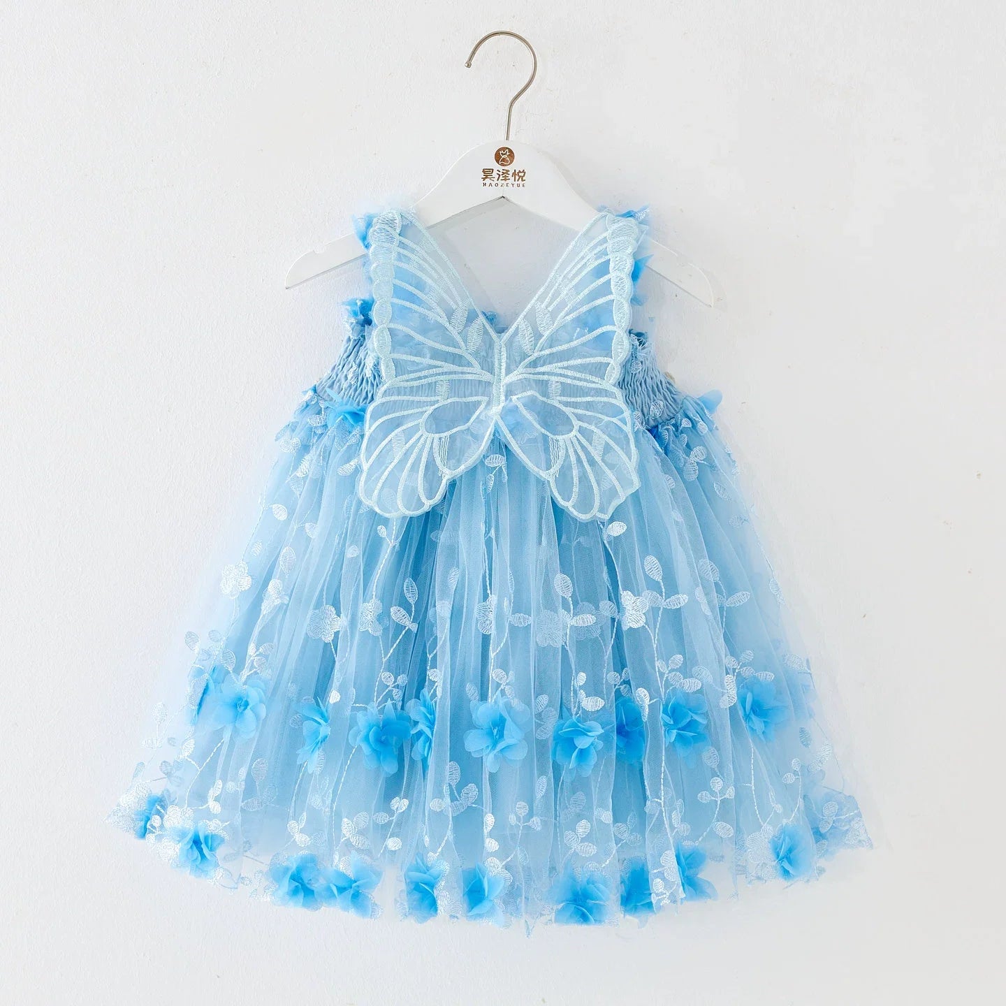 Tulle Dress With Flowers And Little Wings