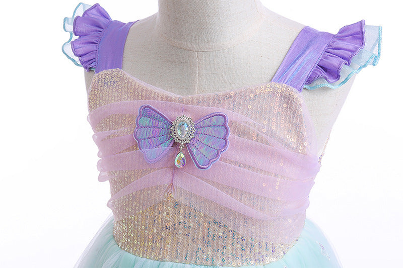 Children's Dress with Sparkling Sea Print