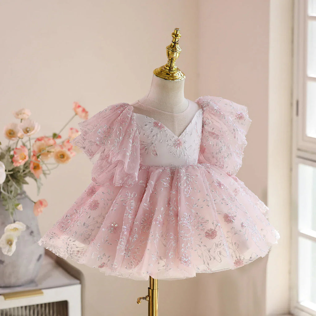 Bouffant Party Dress Flowers and Rhinestones