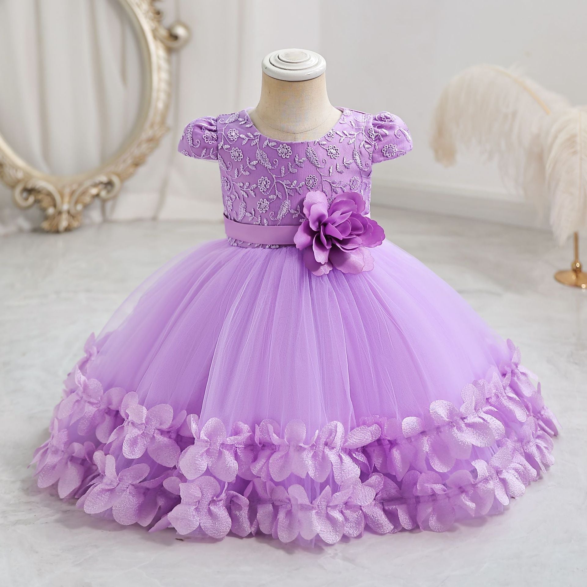 Children's Flower and Tulle Party Dress
