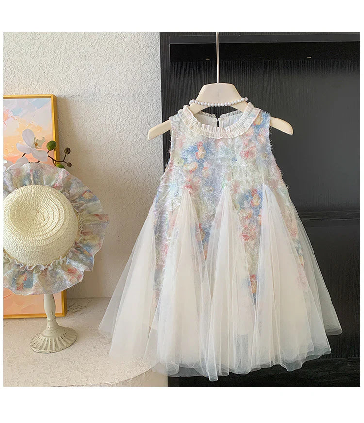 Floral Ruffled Tulle Children's Dress