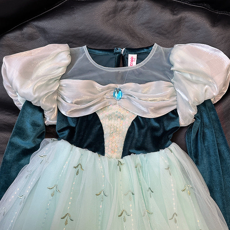 Blue Floral Party Dress