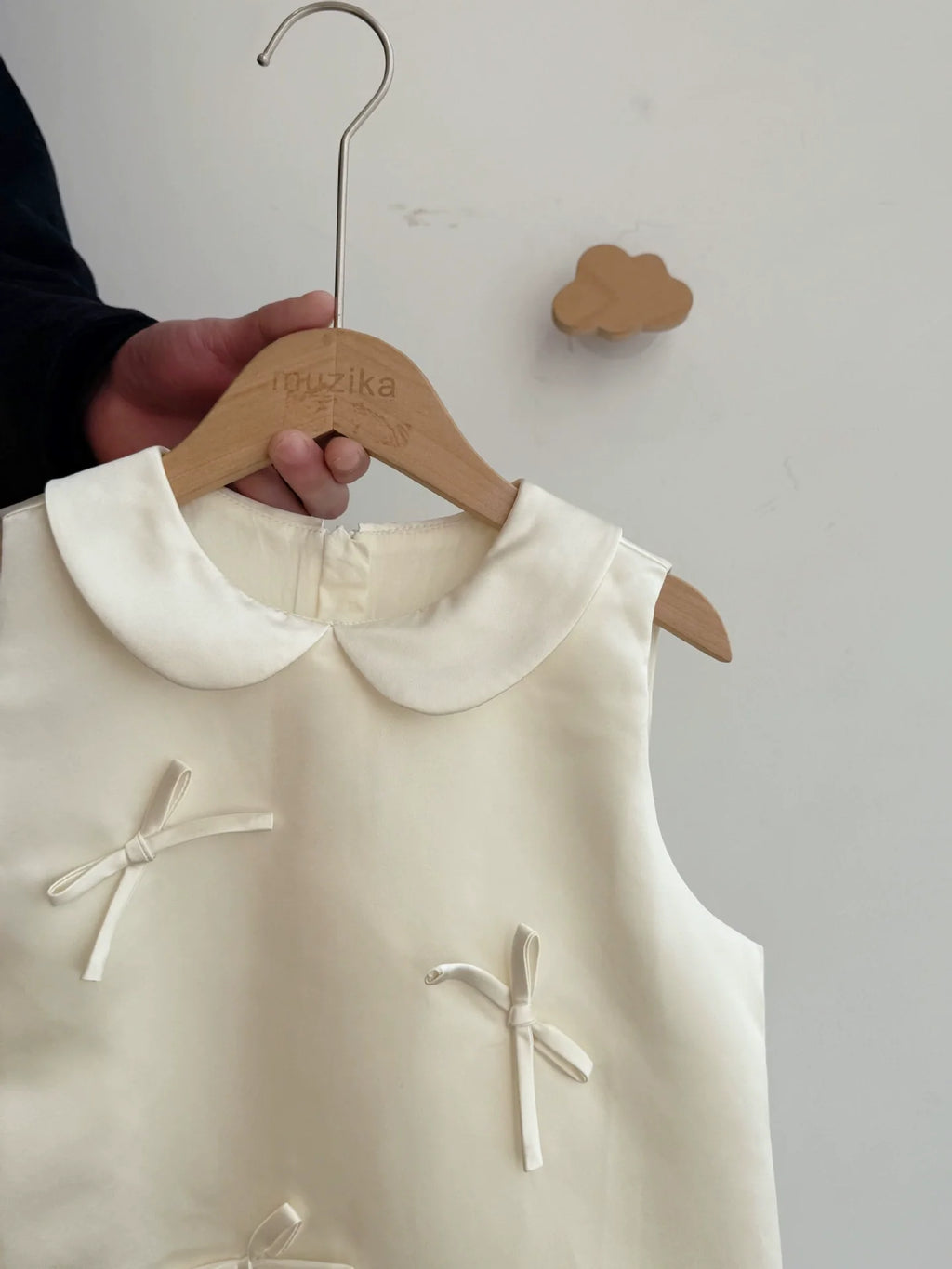 Beige Children's Dress with Bows