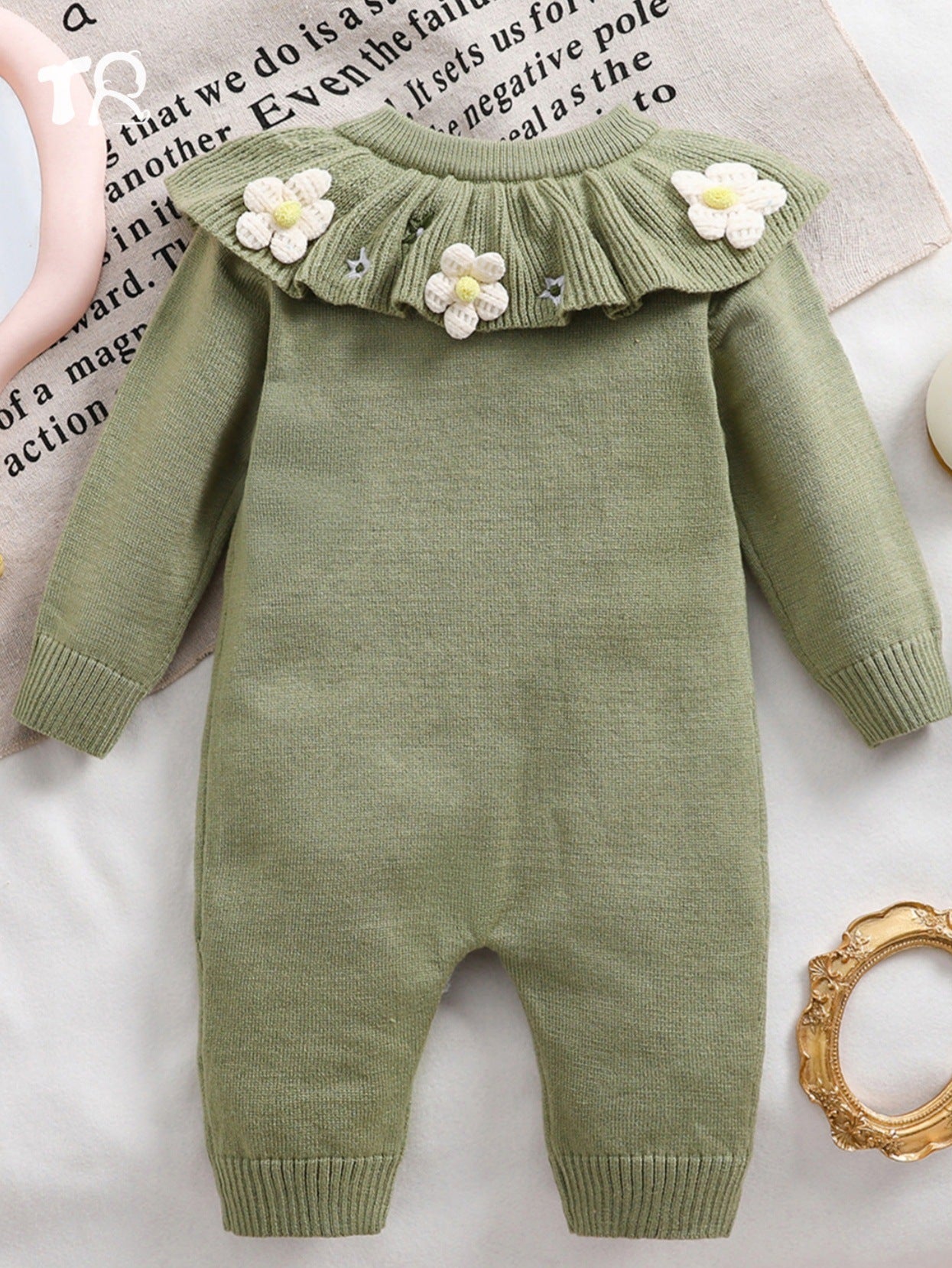 Knitted Jumpsuit with Little Flowers