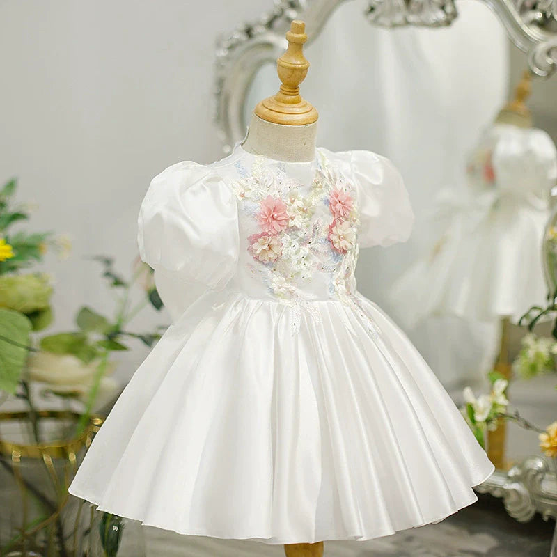 White Floral Party Dress for Children