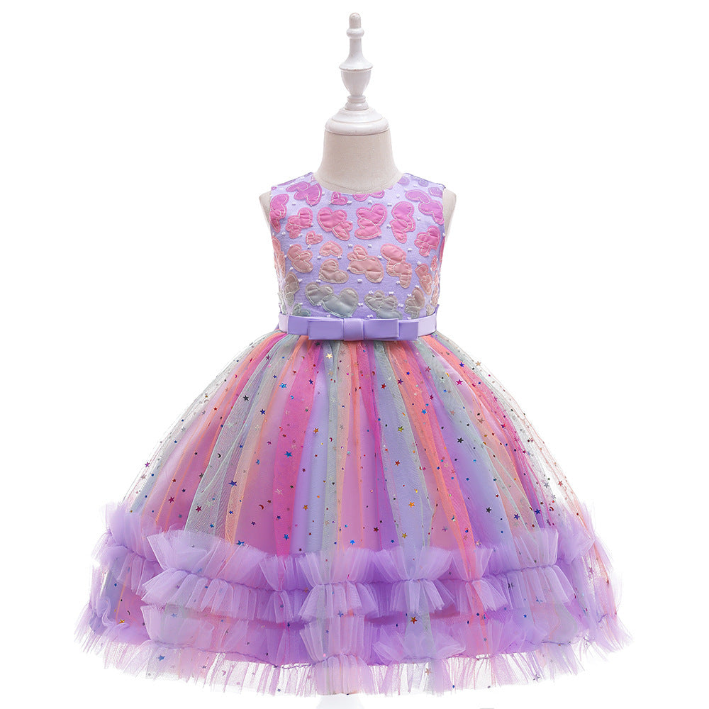 Abito da festa con stelle di tulle colorate