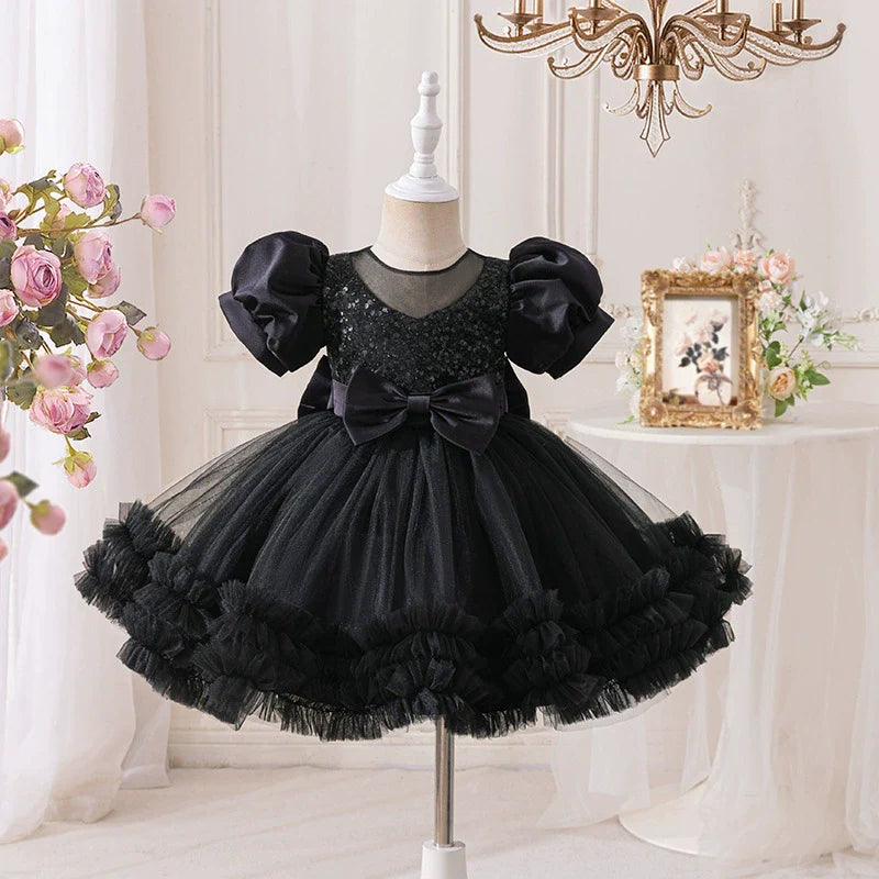 Children's Party Dress with Rhinestones and Bow