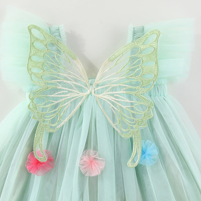 Children's Tulle Dress with Wings and Flowers