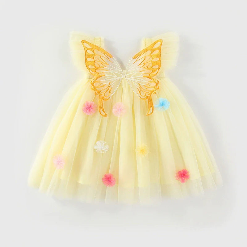 Children's Tulle Dress with Wings and Flowers