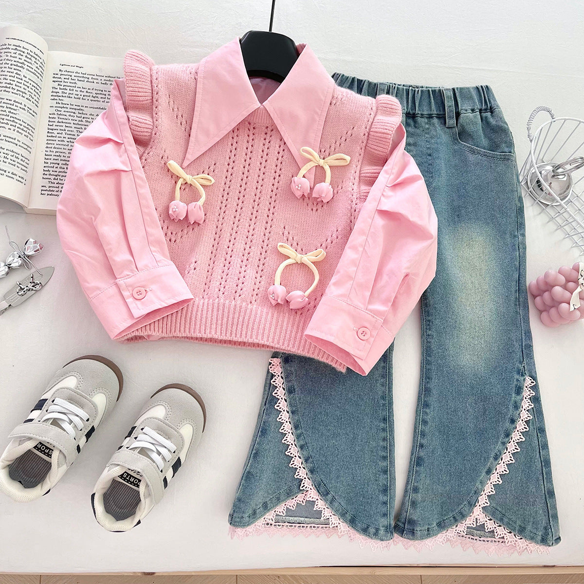 Children's Outfit with Bows and Jeans