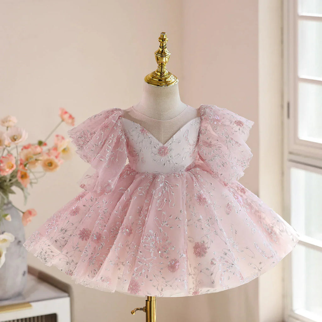 Bouffant Party Dress Flowers and Rhinestones