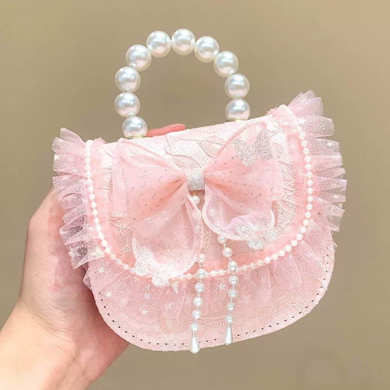 Children's Handbag with Pearl Strap