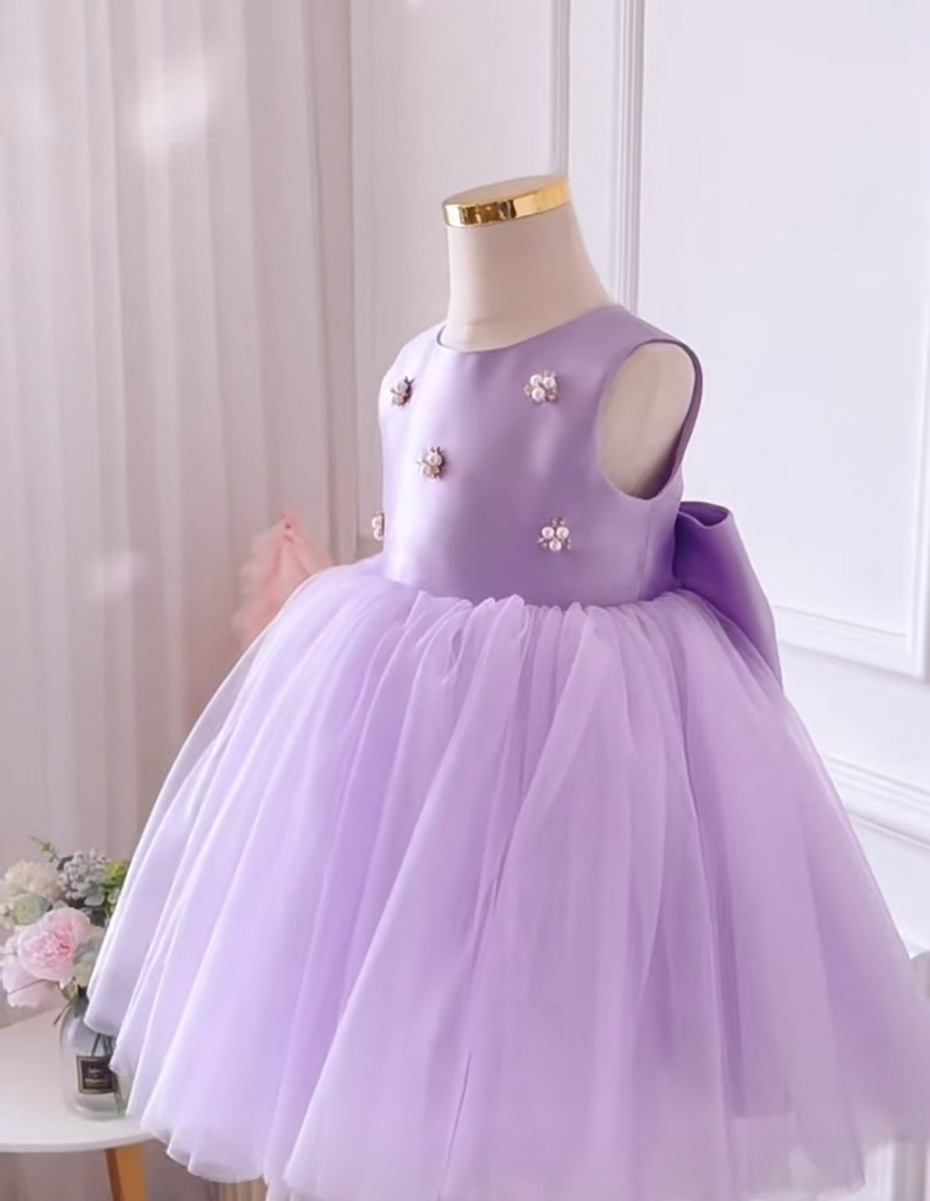 Abito da festa per bambina viola con perle
