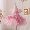 Children's Pink Puffy Party Dress with Sparkles