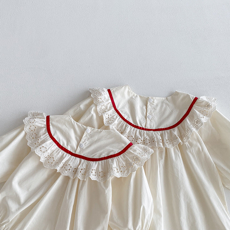 Women's Bodysuit/Dress with Lace and Bow