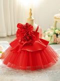 Flowers Puffy Children's Party Dress