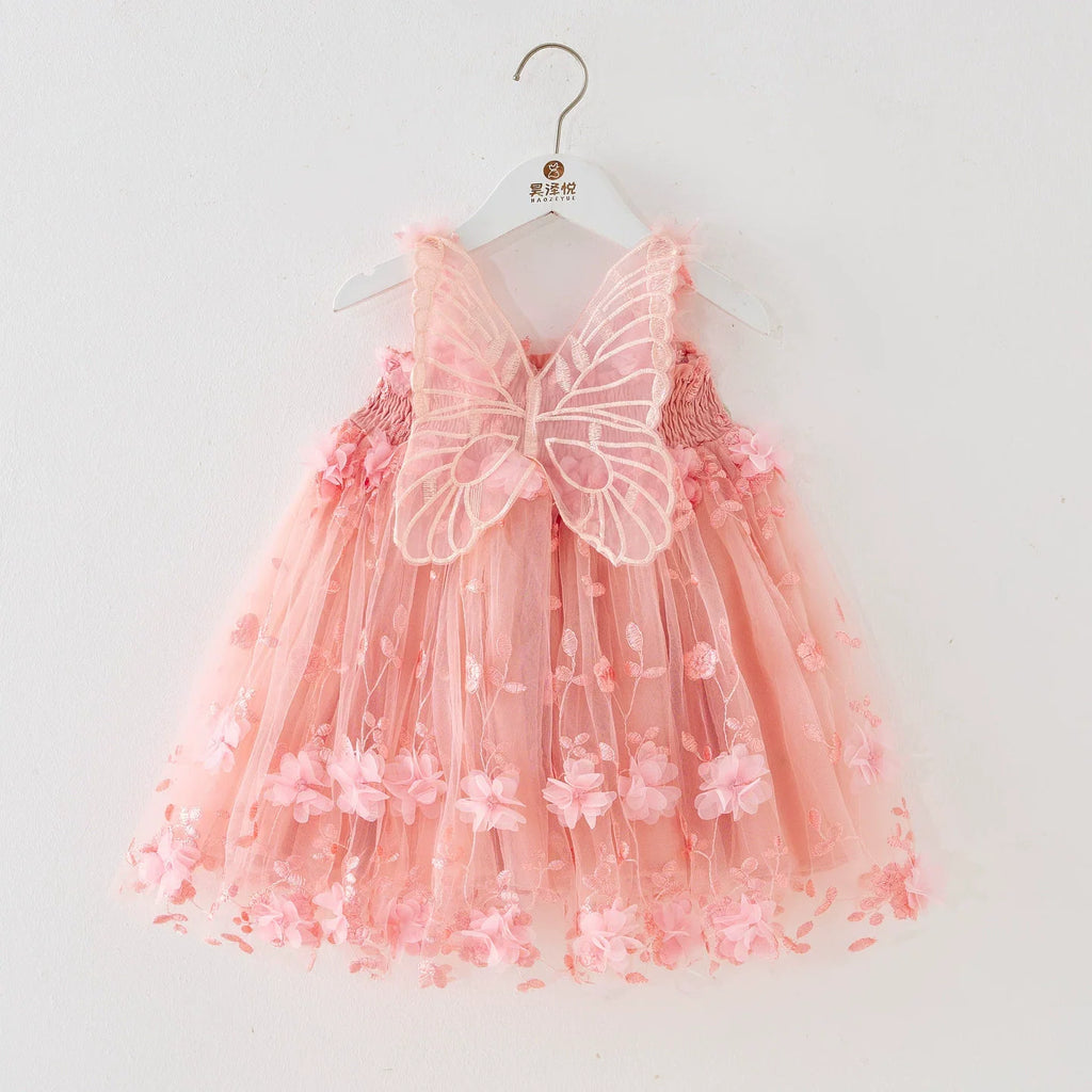 Tulle Dress With Flowers And Little Wings