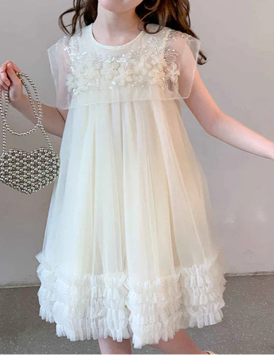 Children's Dress with Floral Collar