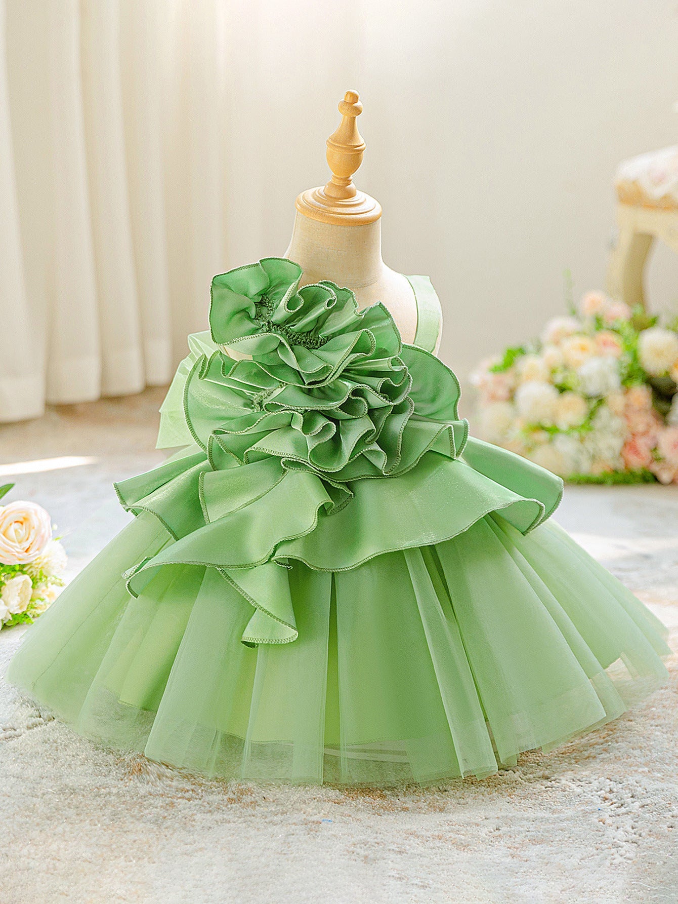 Flowers Puffy Children's Party Dress