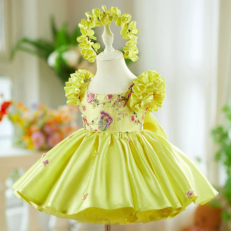Yellow Floral Party Dress