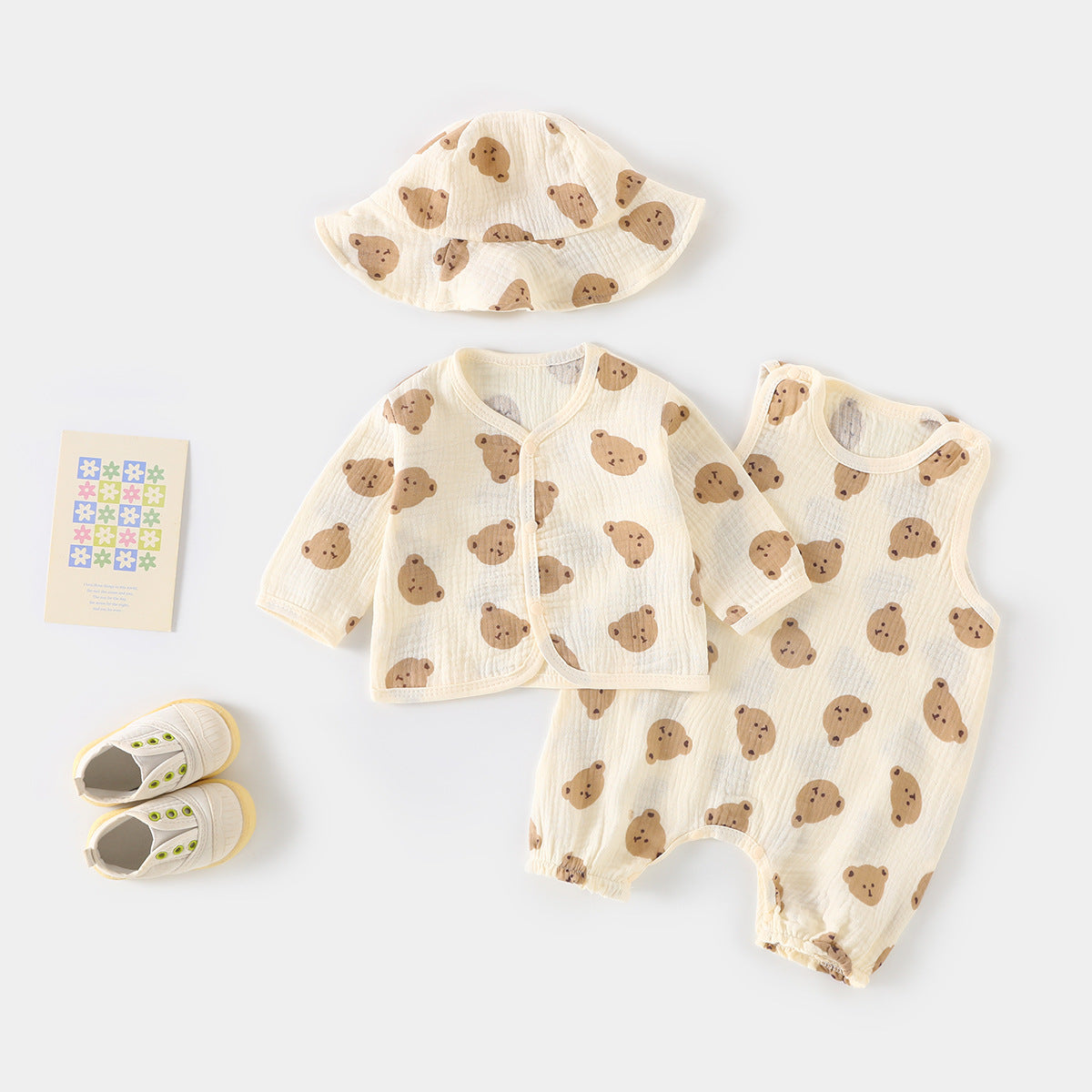 Thin Gauze Sleeveless Baby Romper 3PCS Set