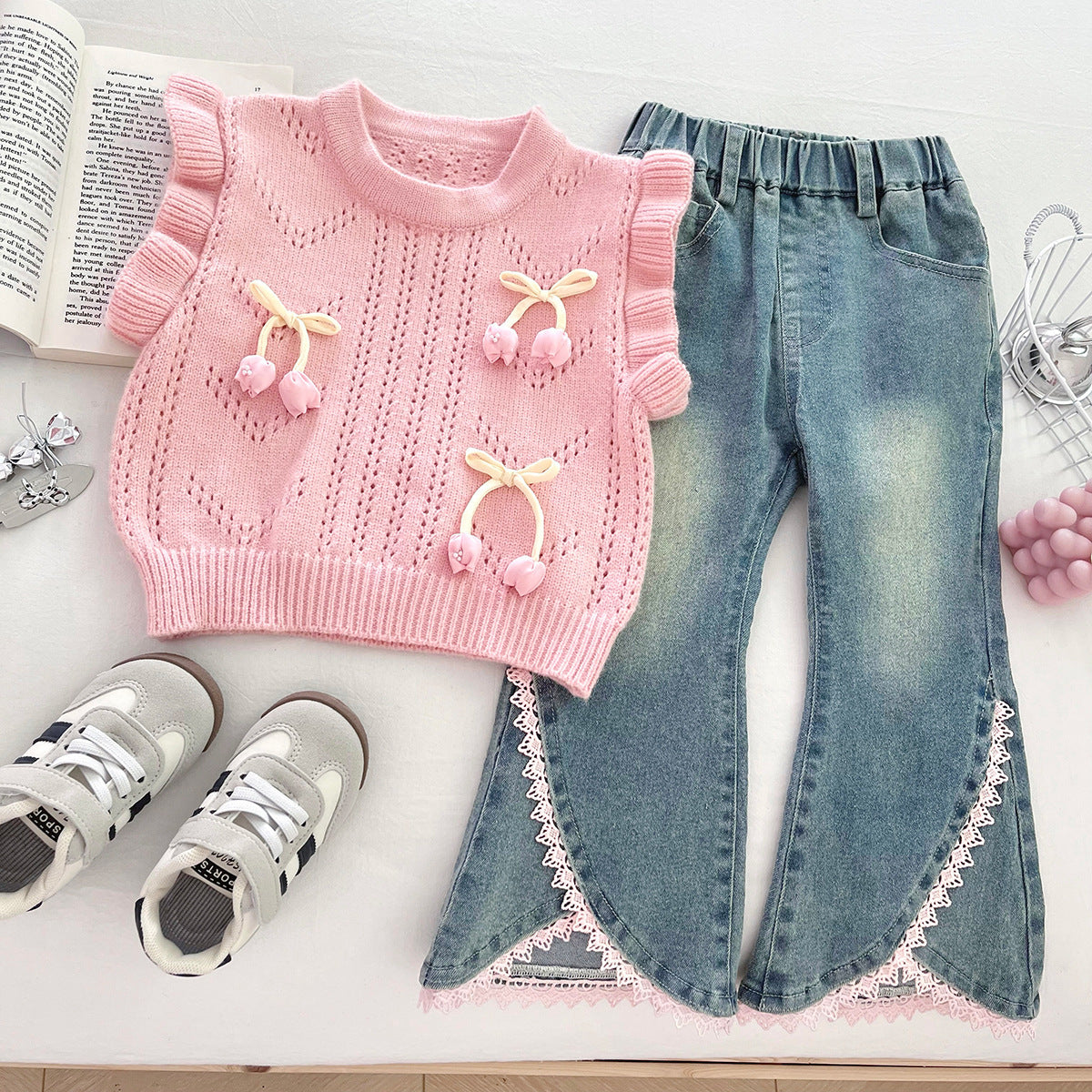 Children's Outfit with Bows and Jeans