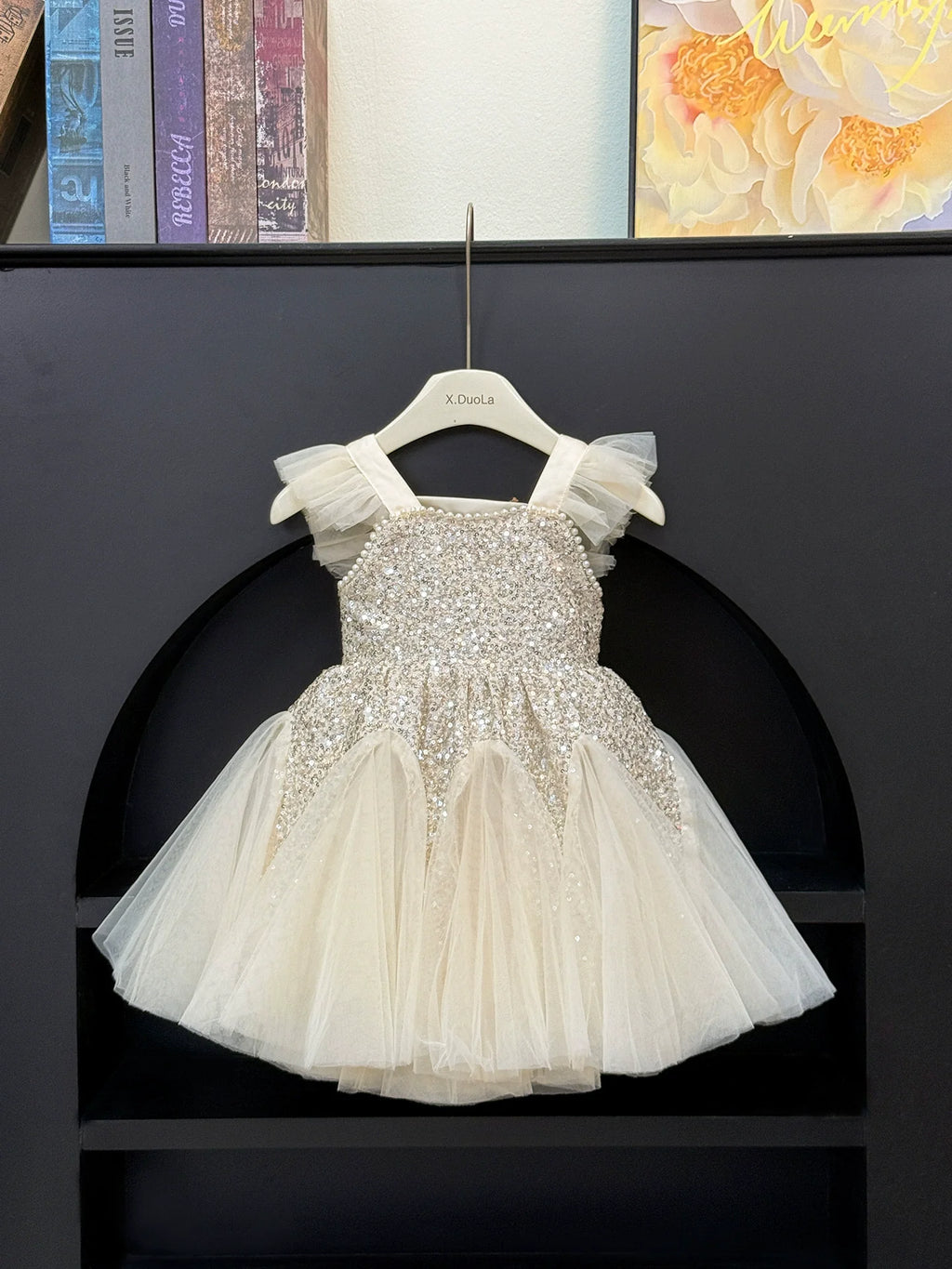 Shiny Children's Dress with Tulle