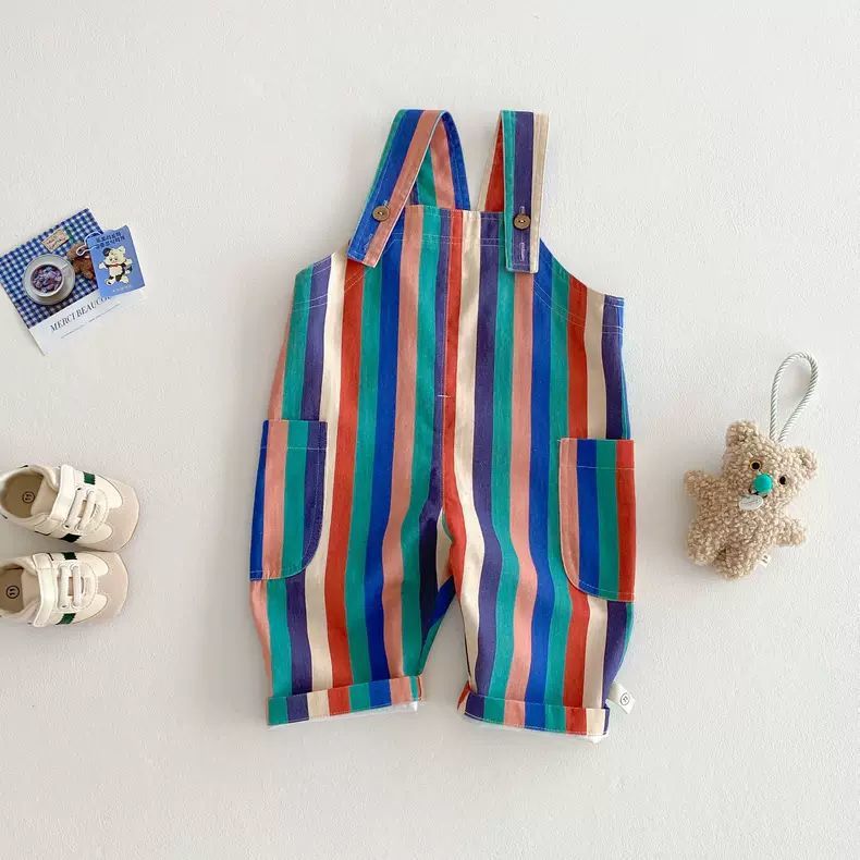 Children Clothes Fashion Overalls Polka Dot Striped Jumpsuits Rompers