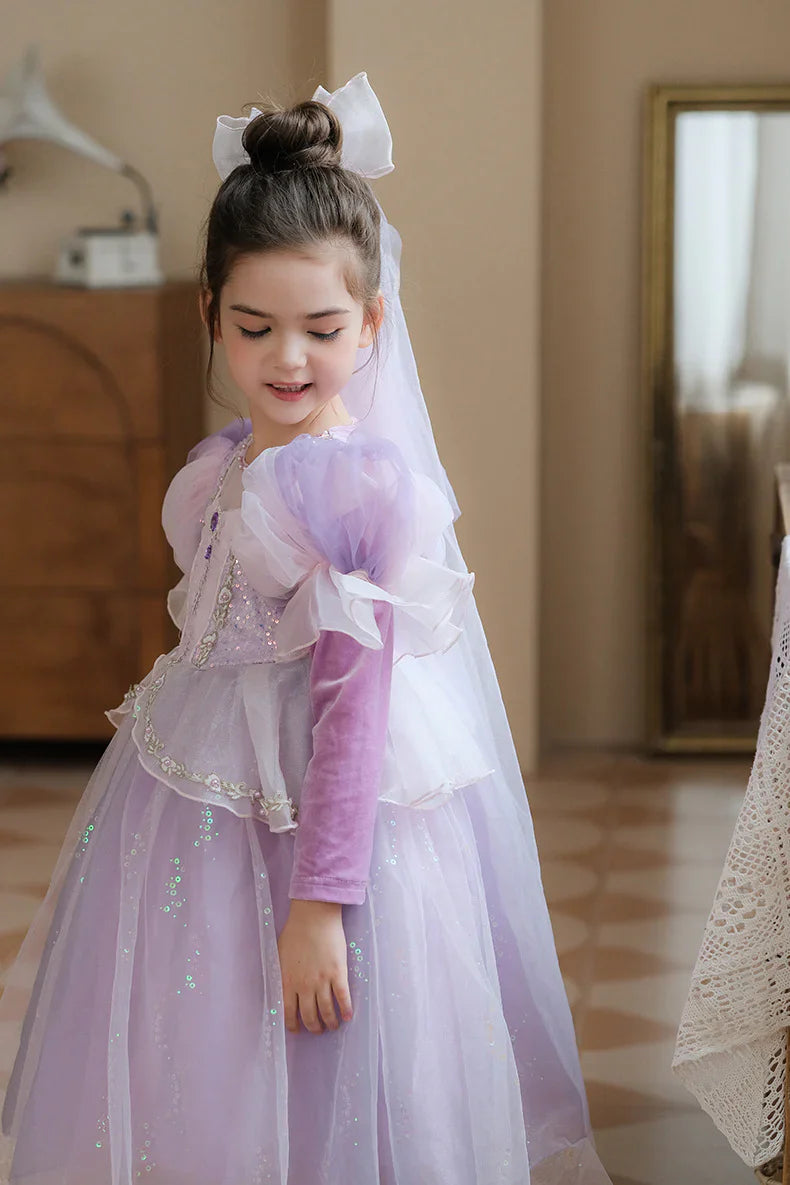 Long Sleeve Shiny Children's Dress