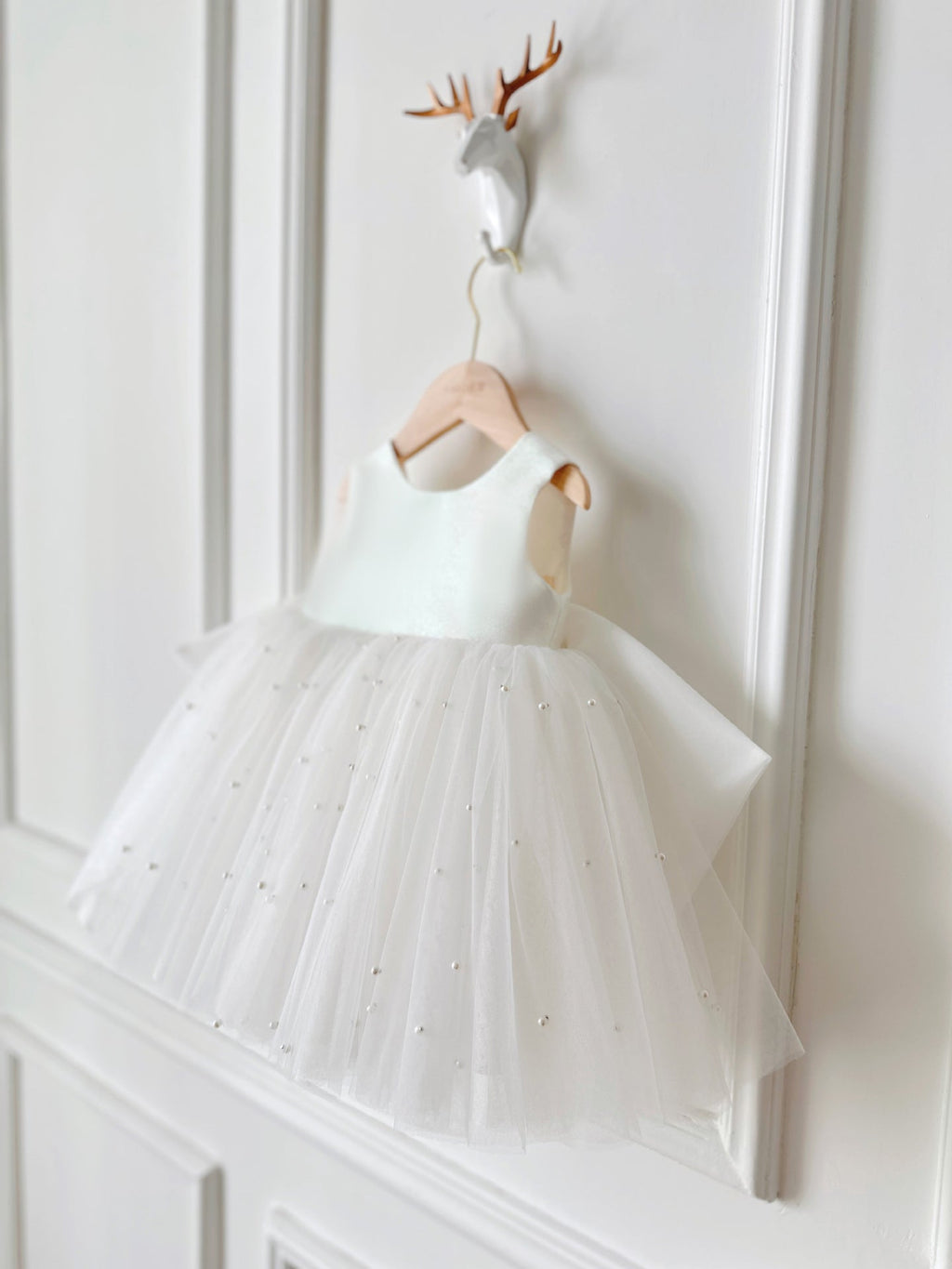 Children's Party Dress with Pearls and Bow