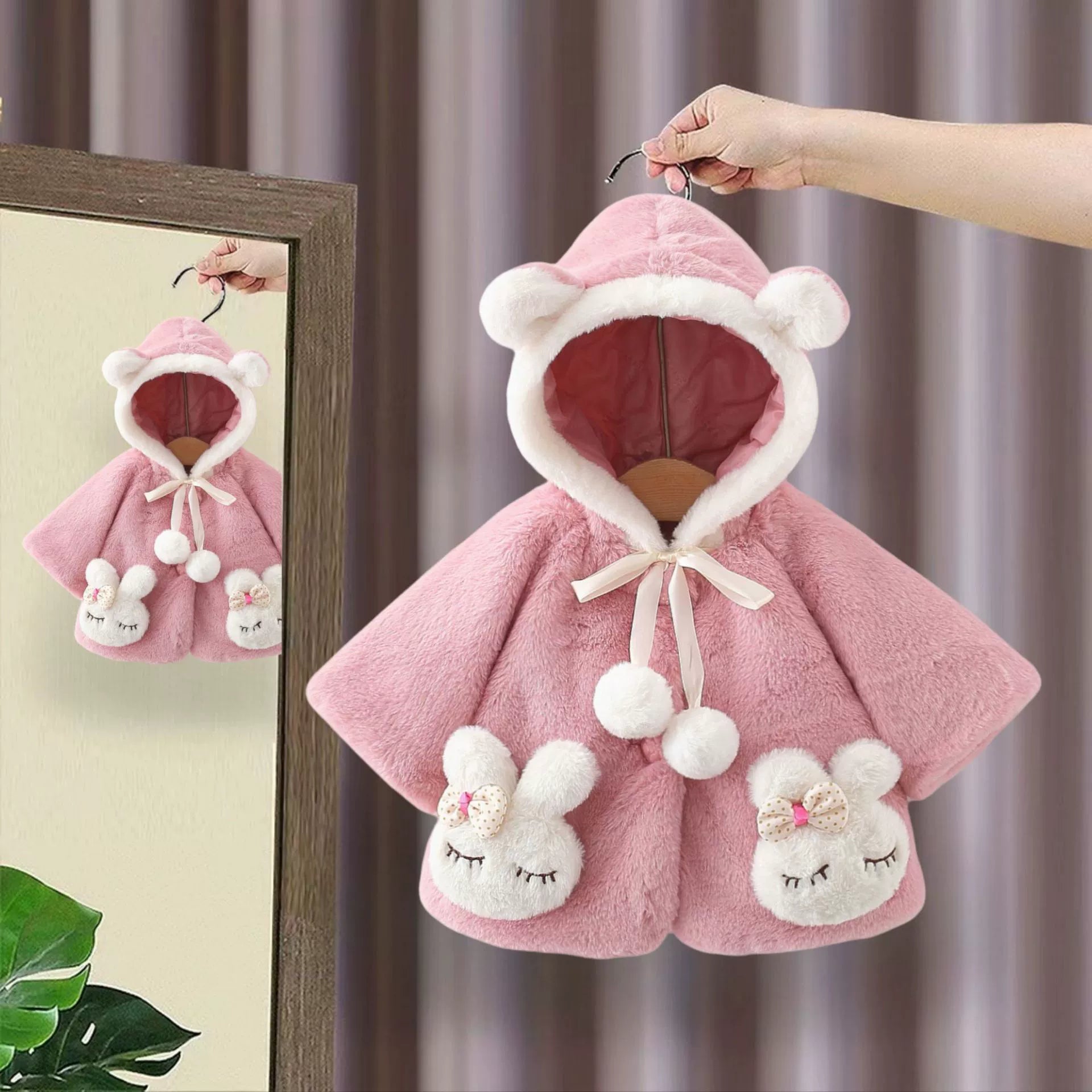 Children's Jacket with Bunny Pom-Poms