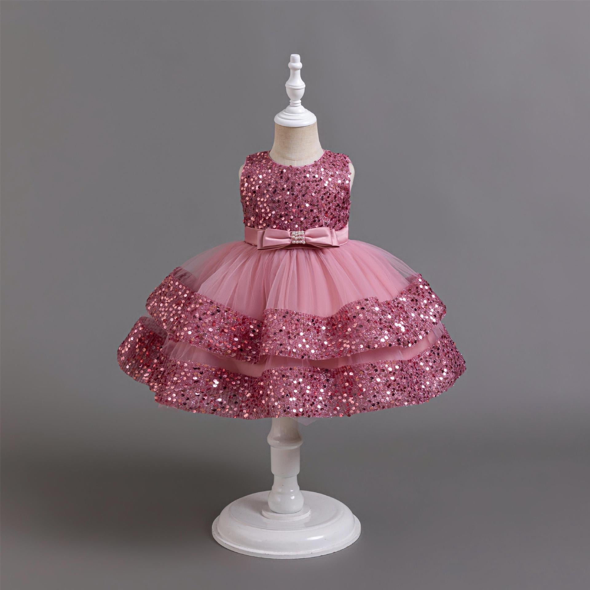 Shiny Bowknot Children's Party Dress