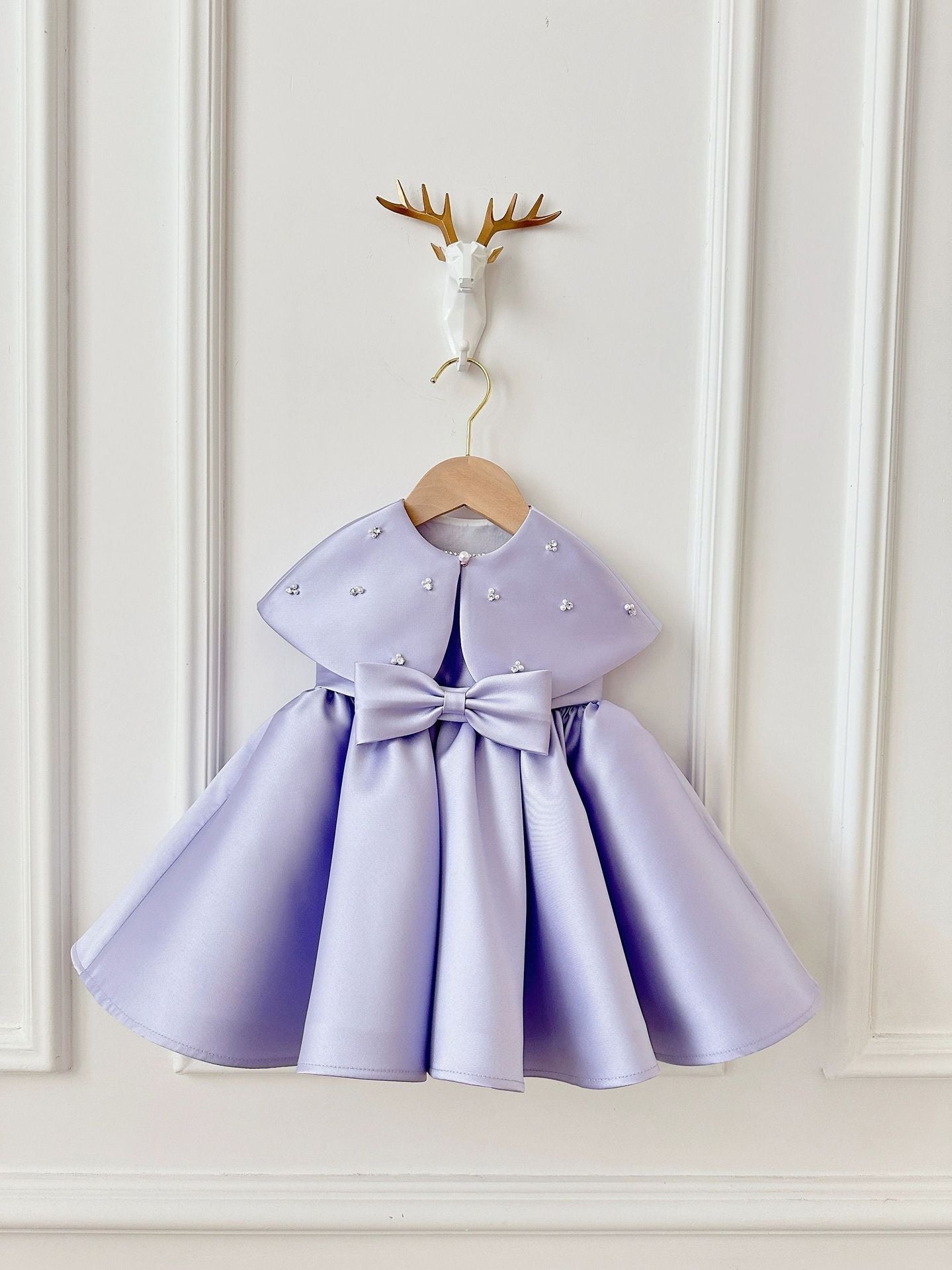 Children's Dress with Bow and Pearls