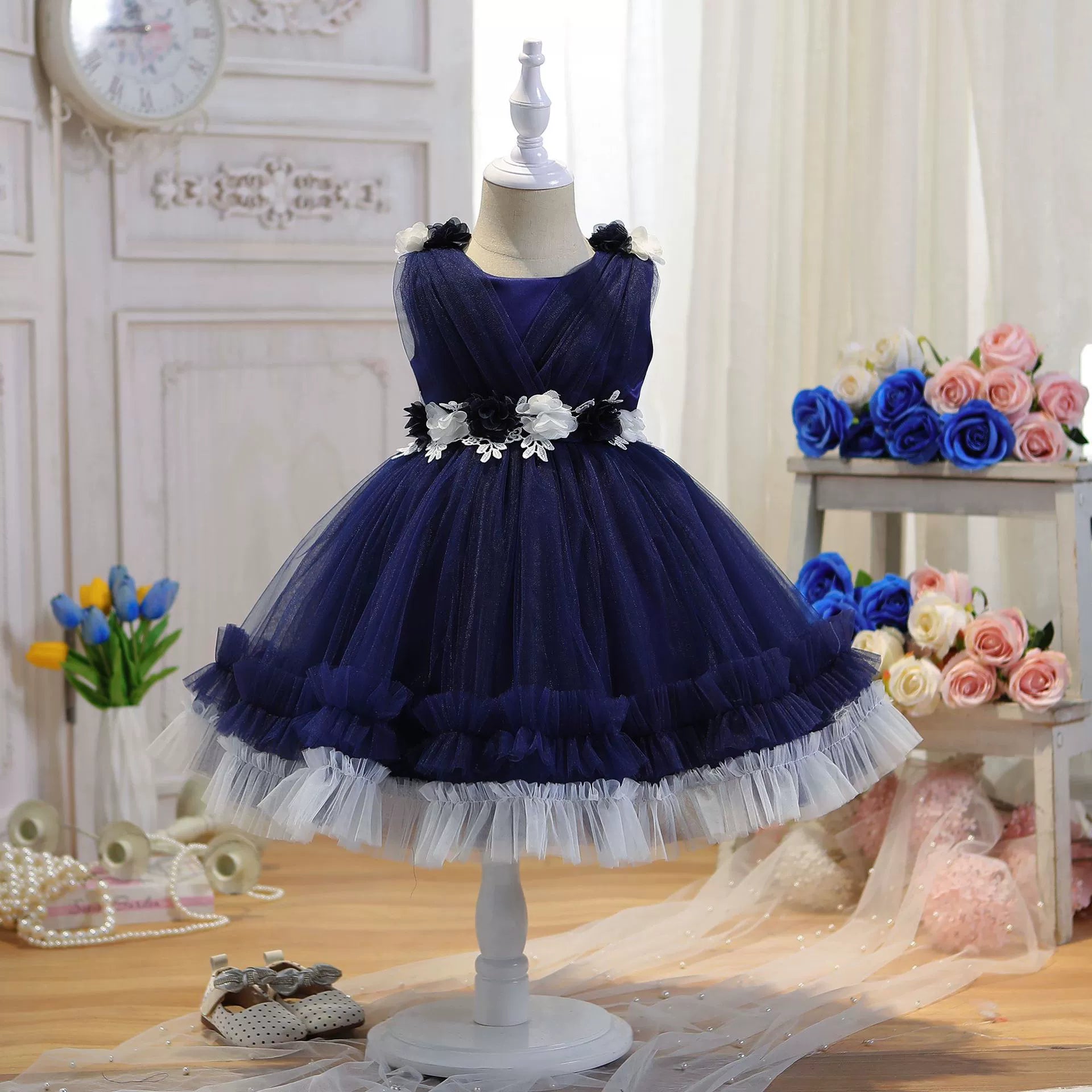 Flower Tulle Children's Party Dress