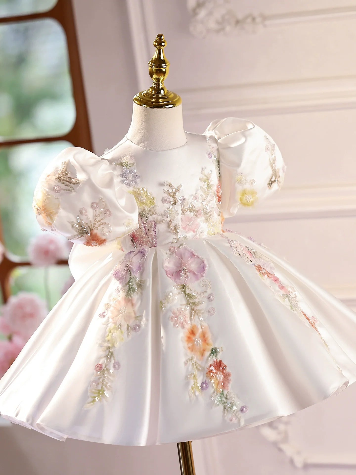 Children's Party Dress Flowers Puffant