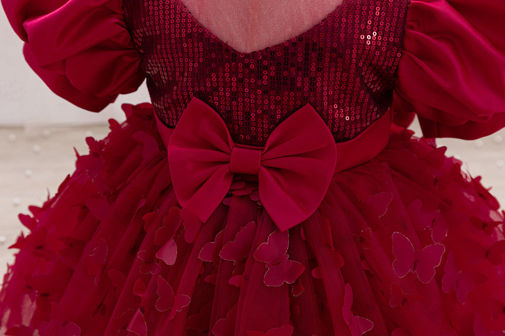 Children's Party Dress with Butterflies and Bows