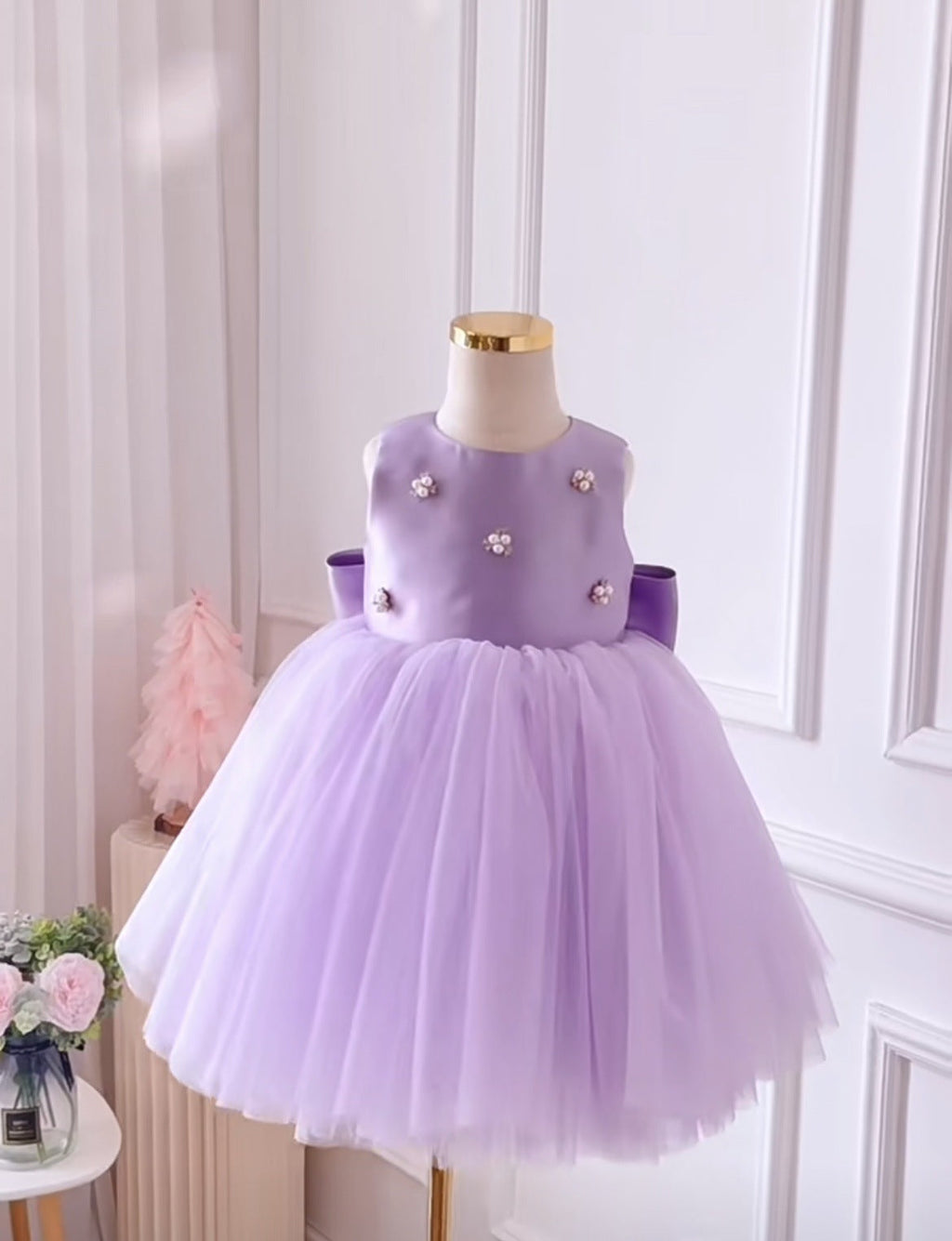 Abito da festa per bambina viola con perle