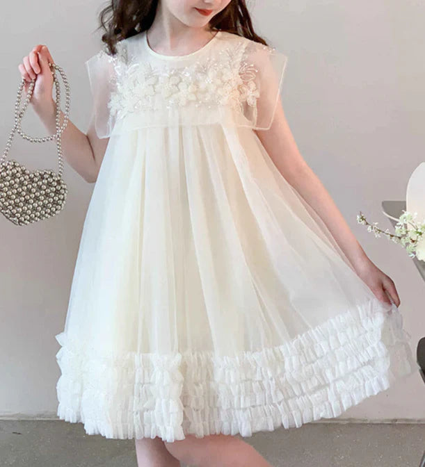 Children's Dress with Floral Collar