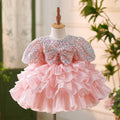 Vestito a strati rosa acceso per bambina