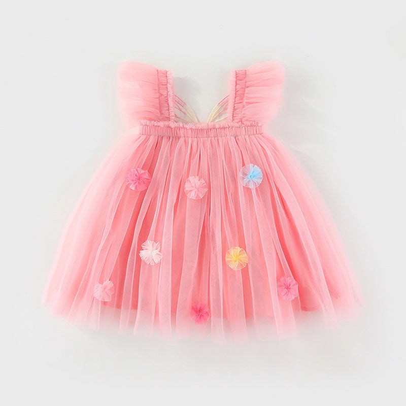Children's Tulle Dress with Wings and Flowers