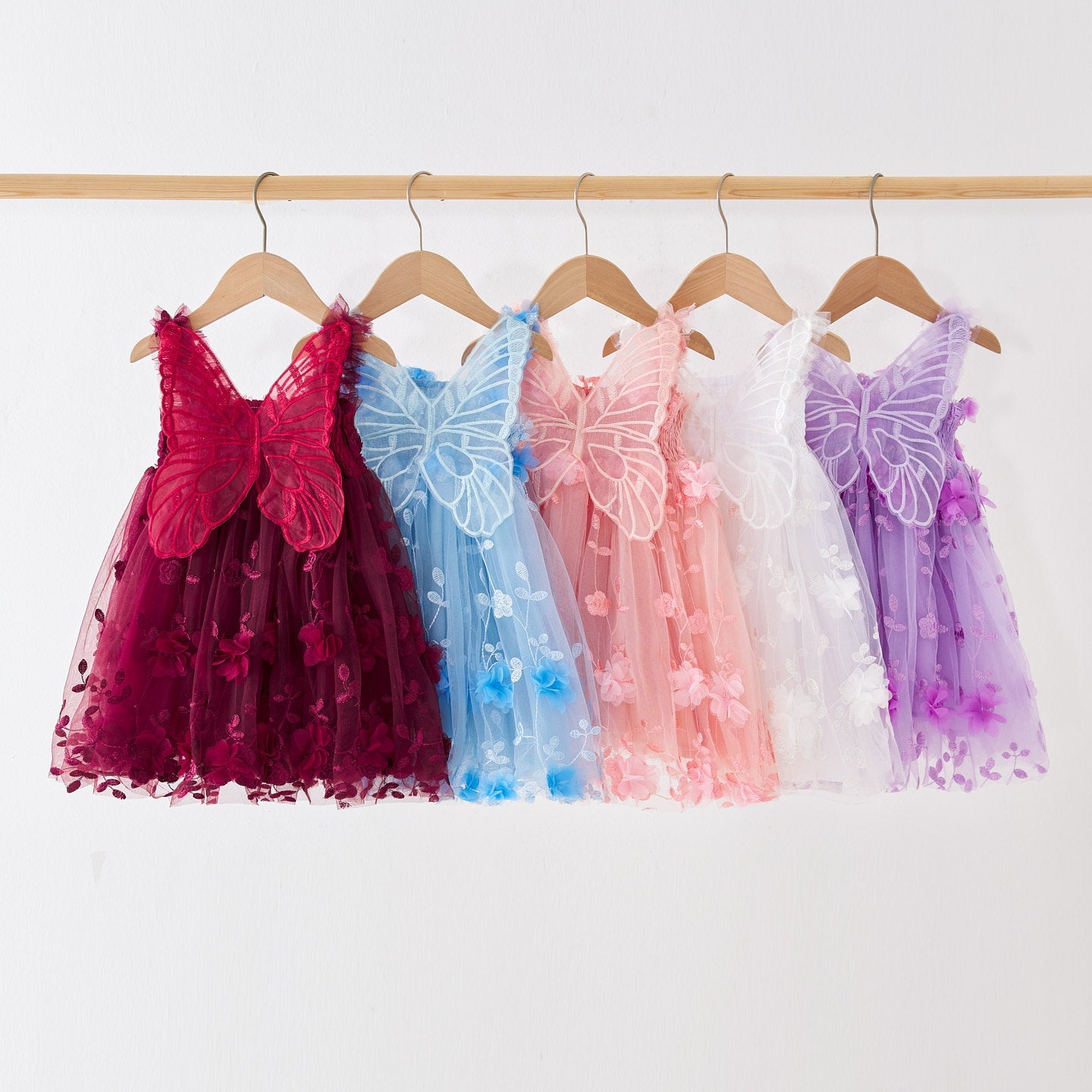 Tulle Dress With Flowers And Little Wings