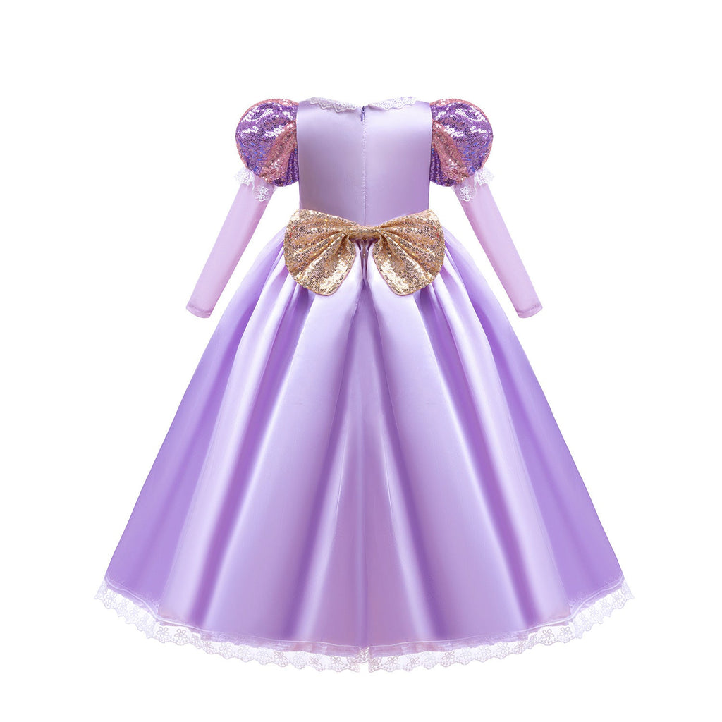 Purple Party Dress with Glitter and Accessories