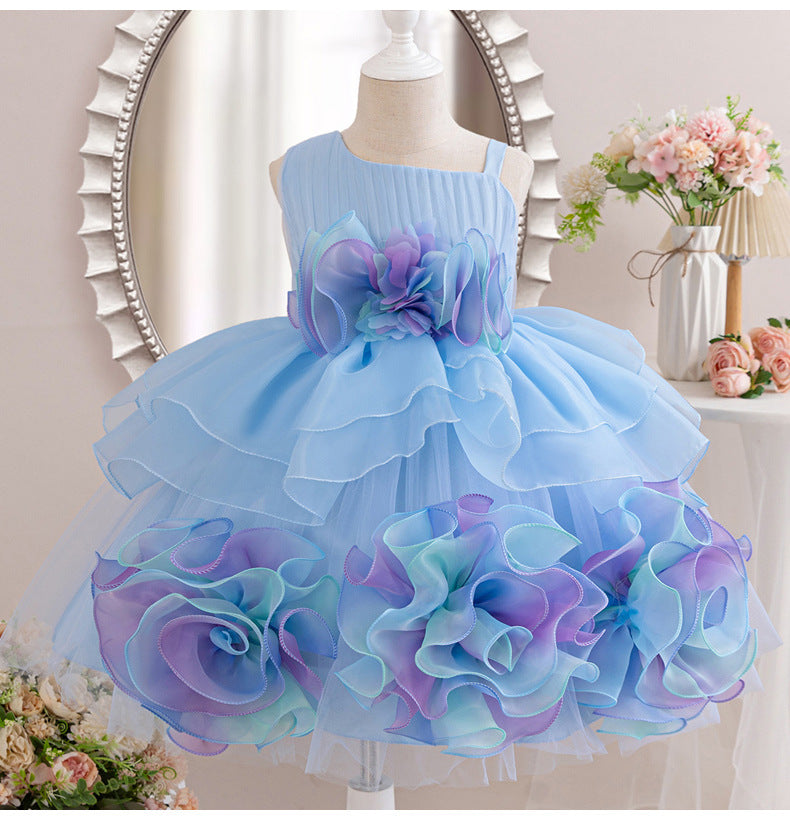 Floral Puffy Children's Party Dress