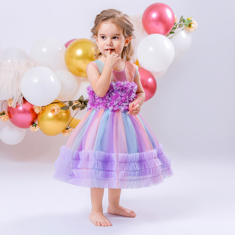 Vestito floreale in tulle per bambini