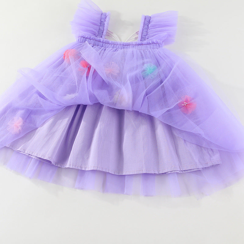 Children's Tulle Dress with Wings and Flowers