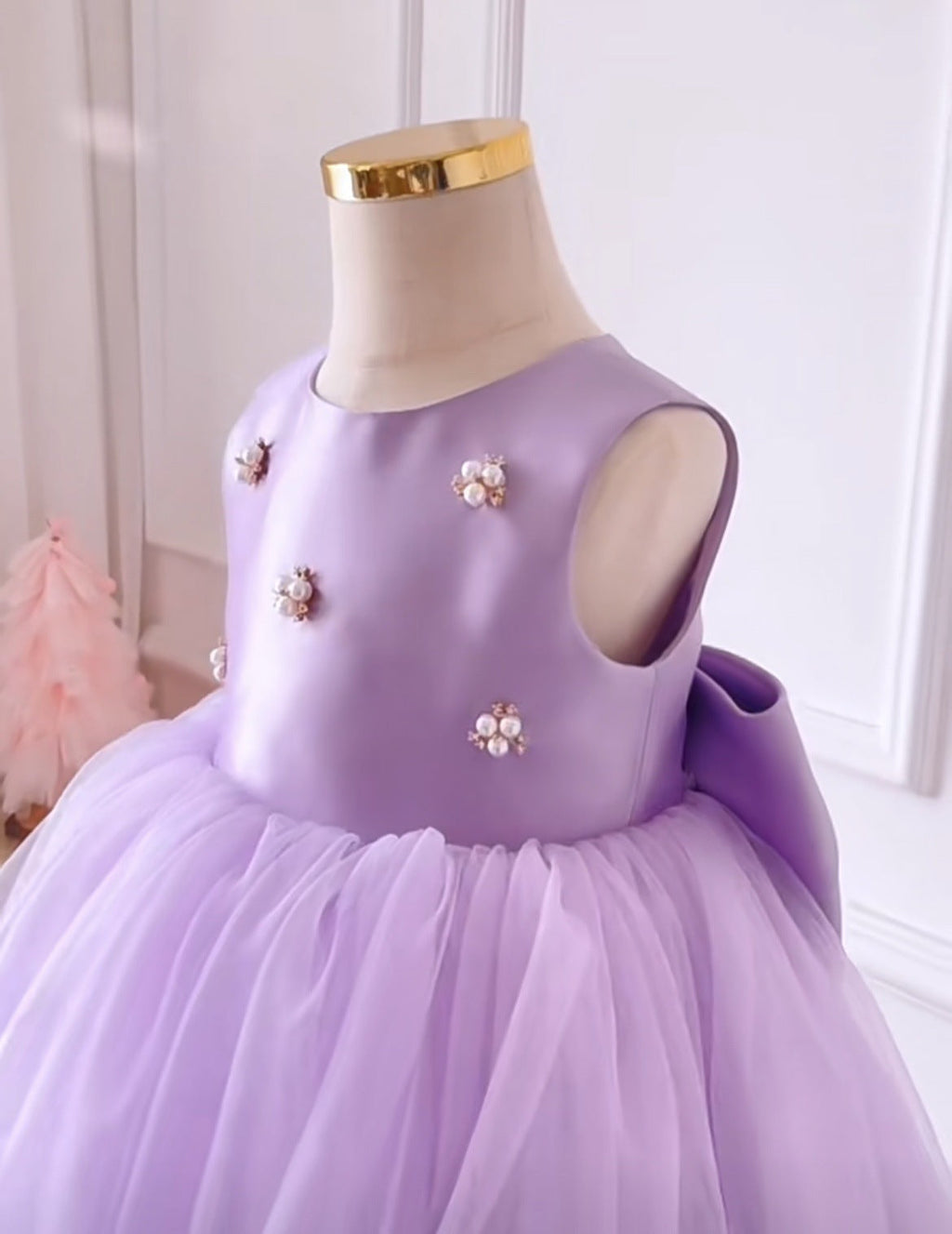 Abito da festa per bambina viola con perle