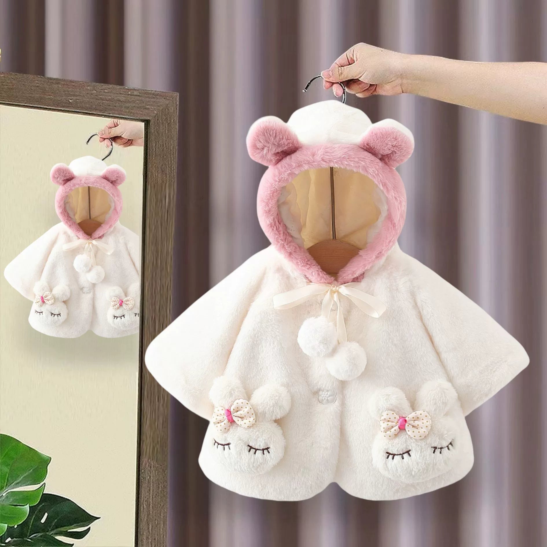 Children's Jacket with Bunny Pom-Poms