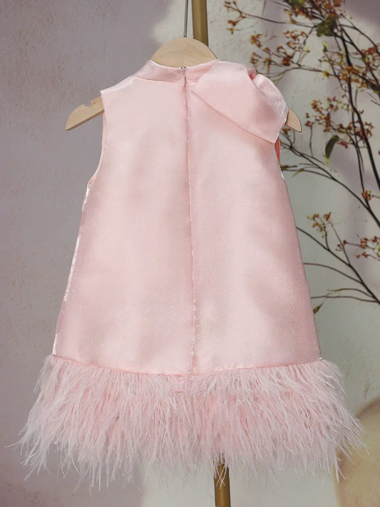 Children's Dress with Bow and Feathers